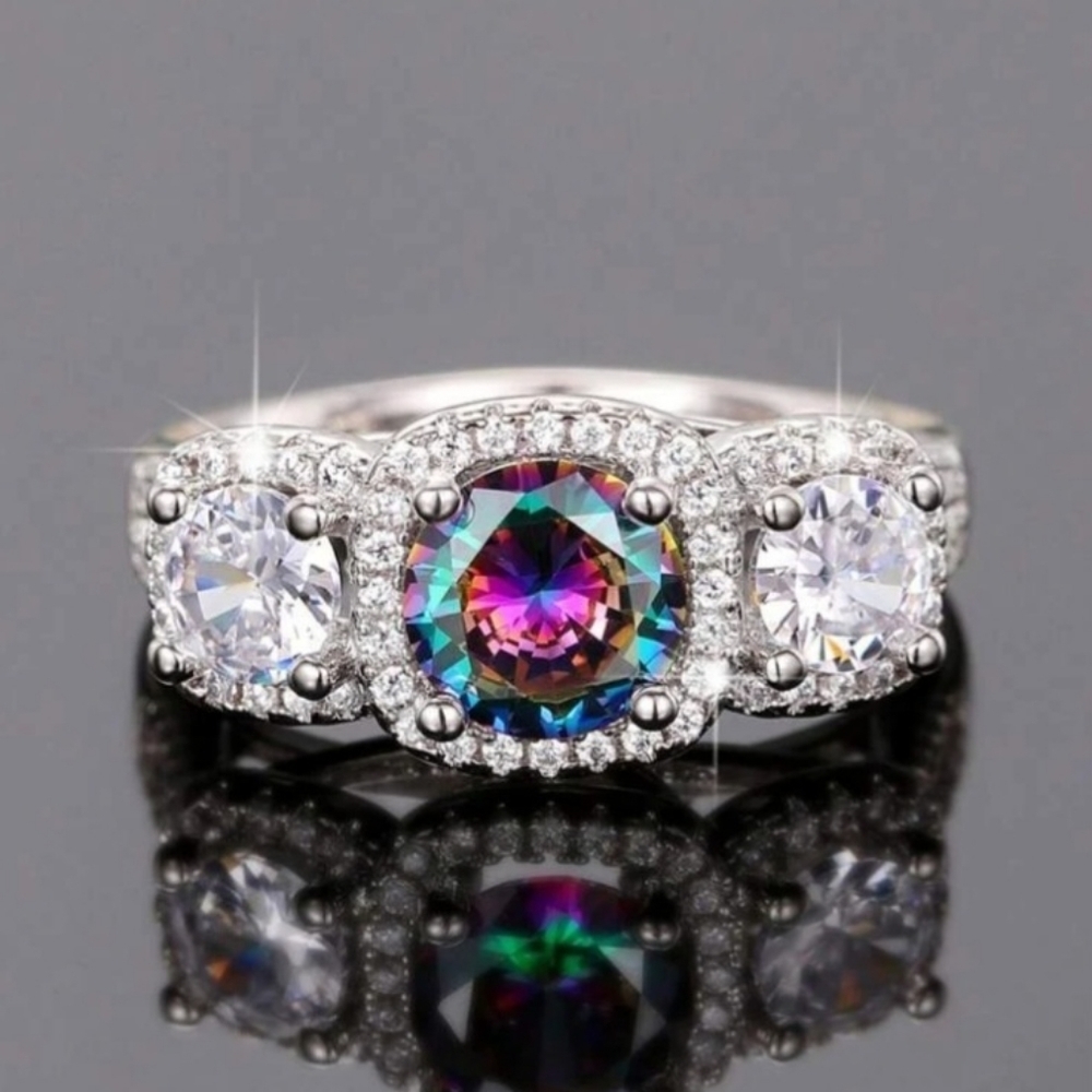 Costume Big Faux Multi Color Stone Ring Size 9